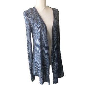 White House Black Market Rayon Chevron Open Cardigan Sweater S23